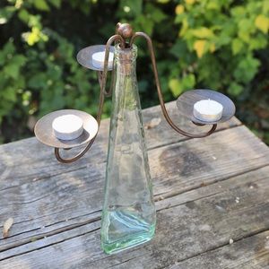 Triangular Glass Vase Candelabra